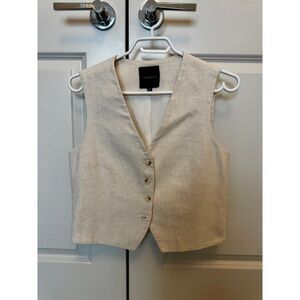 Dynamite Millie Beige Linen‎ Blend Four-Button Vest - Size Small